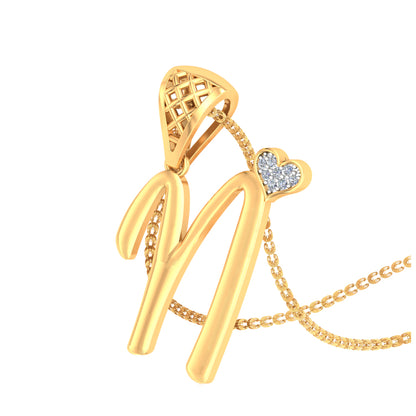 "N" for Nostalgia & New Beginnings, Sparkling Initial Lab Grown Diamond Heart Pendant in 9K/14K/18K Gold | Luxury Personalized Romantic Alphabet Necklace