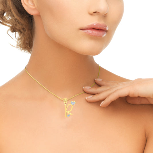 Signature "R" for Resplendent, Twin Hearts Initial Lab Grown Diamond Pendant in 9K/14K/18K Gold | Bold Alphabet Statement Piece by Avarta Jewellery
