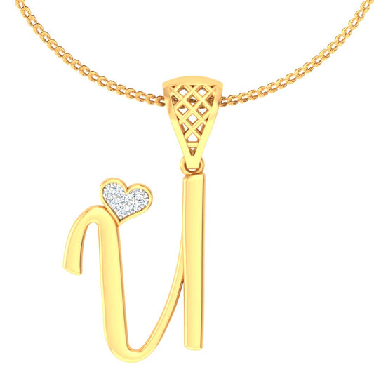 Too Cute to Handle "U" - Sparkling Lab Grown Diamond Initial Pendant in 9K/14K/18K Gold | Unisex Alphabet Gold Diamond Jewelry by Avarta