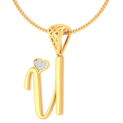 Too Cute to Handle "U" - Sparkling Lab Grown Diamond Initial Pendant in 9K/14K/18K Gold | Unisex Alphabet Gold Diamond Jewelry by Avarta