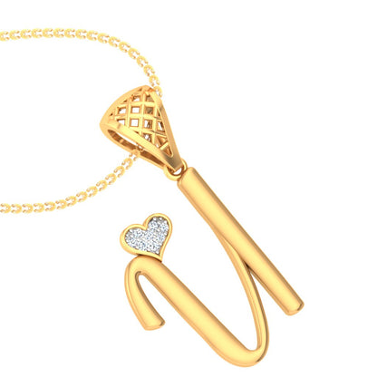 Too Cute to Handle "U" - Sparkling Lab Grown Diamond Initial Pendant in 9K/14K/18K Gold | Unisex Alphabet Gold Diamond Jewelry by Avarta