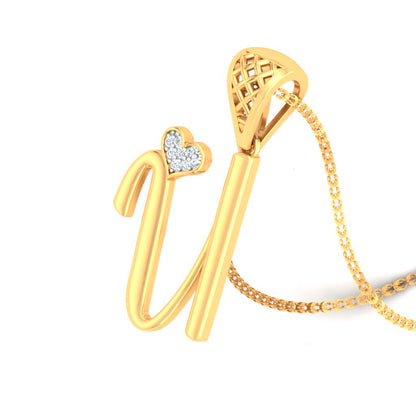 Too Cute to Handle "U" - Sparkling Lab Grown Diamond Initial Pendant in 9K/14K/18K Gold | Unisex Alphabet Gold Diamond Jewelry by Avarta