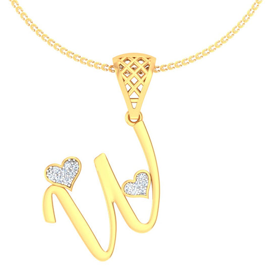 "W" ke Neeche Treasure Hai! - The Wealthy W Unisex Alphabet Lab Grown Diamond Pendant in 9K/14K/18K Gold | Personalized Treasure Initial Necklace