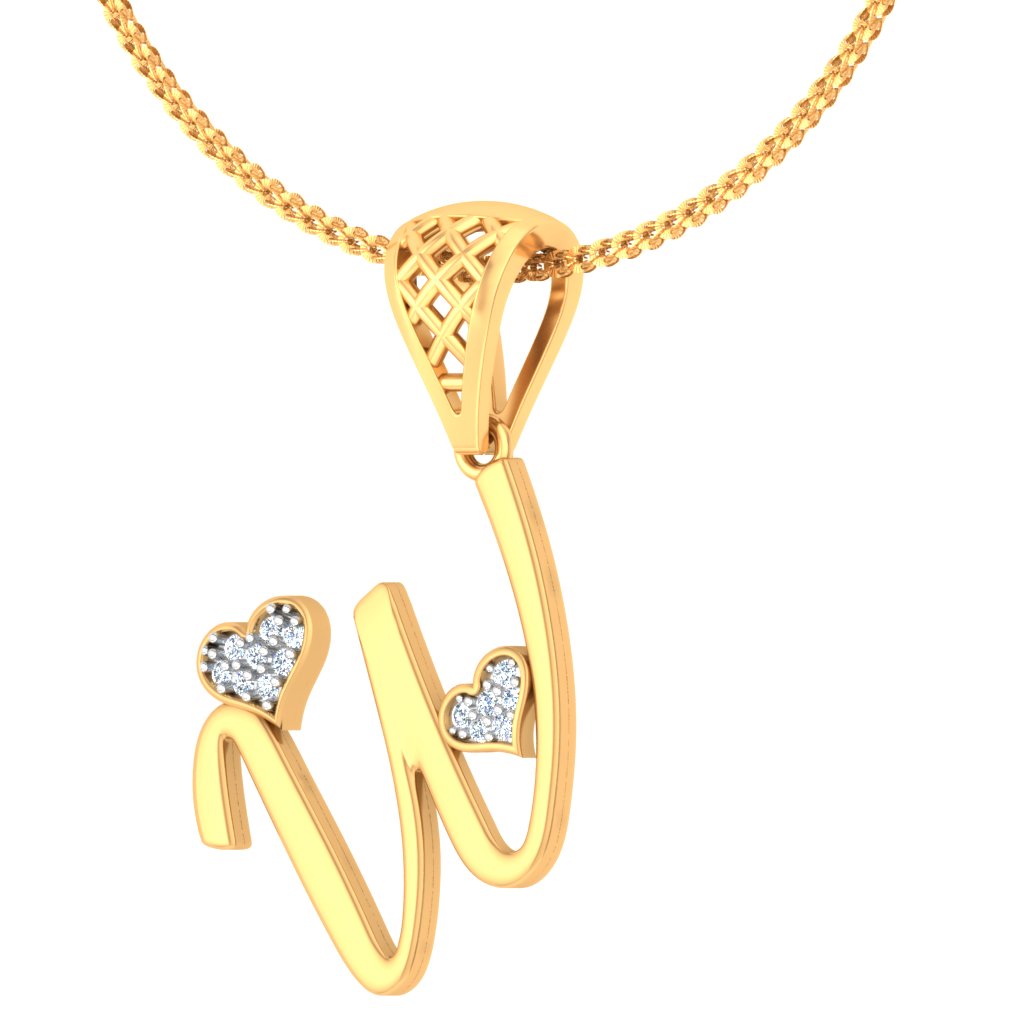 "W" ke Neeche Treasure Hai! - The Wealthy W Unisex Alphabet Lab Grown Diamond Pendant in 9K/14K/18K Gold | Personalized Treasure Initial Necklace