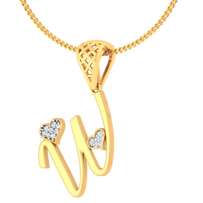 "W" ke Neeche Treasure Hai! - The Wealthy W Unisex Alphabet Lab Grown Diamond Pendant in 9K/14K/18K Gold | Personalized Treasure Initial Necklace