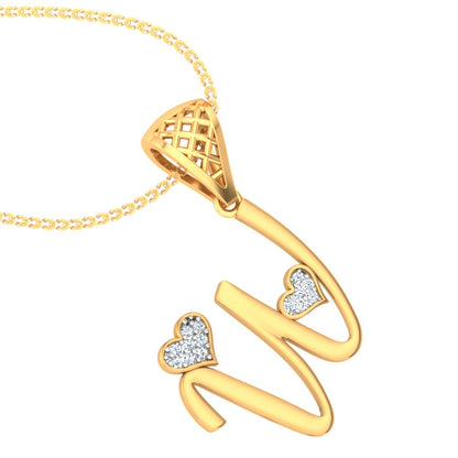 "W" ke Neeche Treasure Hai! - The Wealthy W Unisex Alphabet Lab Grown Diamond Pendant in 9K/14K/18K Gold | Personalized Treasure Initial Necklace