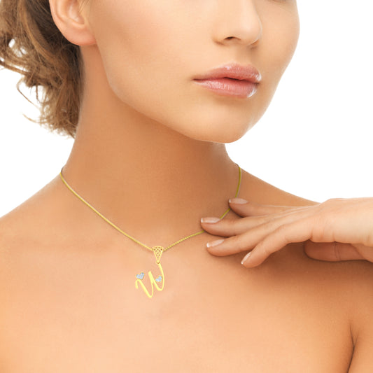 "W" ke Neeche Treasure Hai! - The Wealthy W Unisex Alphabet Lab Grown Diamond Pendant in 9K/14K/18K Gold | Personalized Treasure Initial Necklace