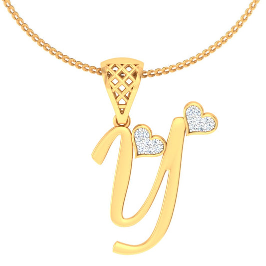 "Y" for Yes, It’s Expensive Looking (But Don’t Tell Anyone) - Twin Hearts Initial Lab Grown Diamond Pendant (Subtle? Never Heard Of It)