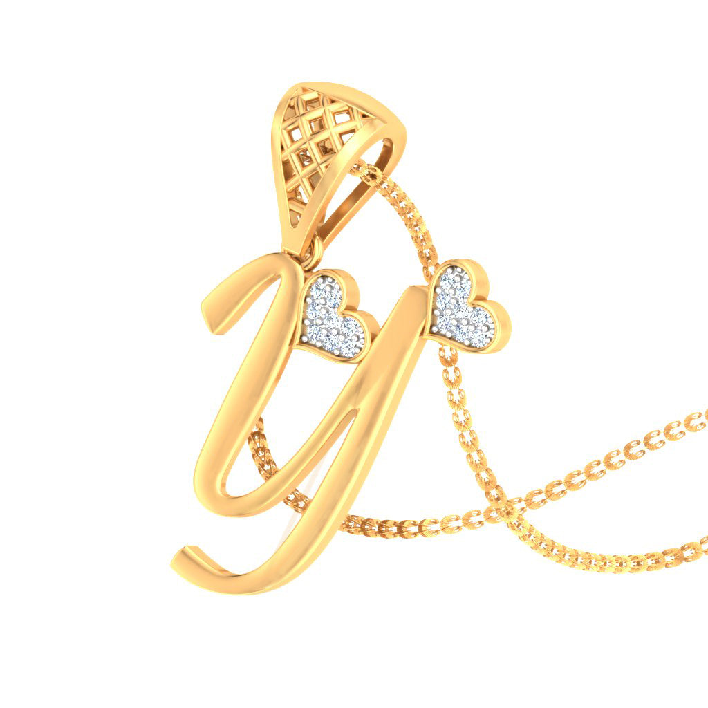 "Y" for Yes, It’s Expensive Looking (But Don’t Tell Anyone) - Twin Hearts Initial Lab Grown Diamond Pendant (Subtle? Never Heard Of It)