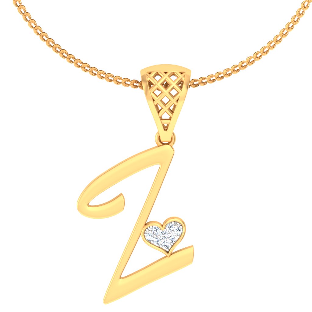 "Z" for Maximum Glow, Minimum Effort - Sparkling Lab Grown Diamond Alphabet Pendant in 9K,14K,18K by Avarta Jewellery