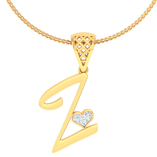 "Z" for Maximum Glow, Minimum Effort - Sparkling Lab Grown Diamond Alphabet Pendant in 9K,14K,18K by Avarta Jewellery