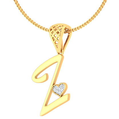"Z" for Maximum Glow, Minimum Effort - Sparkling Lab Grown Diamond Alphabet Pendant in 9K,14K,18K by Avarta Jewellery