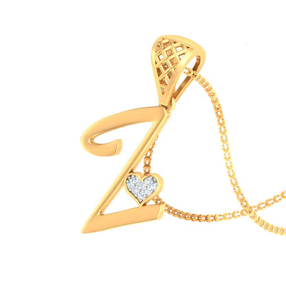 "Z" for Maximum Glow, Minimum Effort - Sparkling Lab Grown Diamond Alphabet Pendant in 9K,14K,18K by Avarta Jewellery