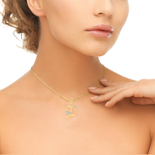 "D" for Darling Designer Twin Heart Alphabet Pendant in 9K/14K/18K Gold | Sparkling Lab Grown Diamond Sophisticated Romantic Layering Pendant