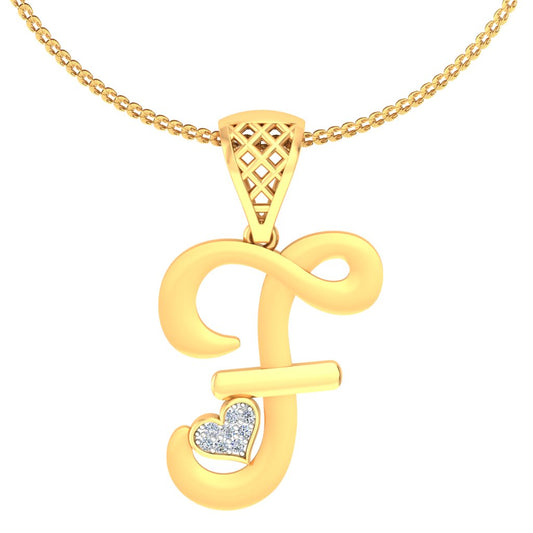The "F" That Holds Two Hearts | Sparkling Lab Grown Diamond Alphabet Pendant | 9K|14K|18K Gold Personalized Initial Romatic Love Charm