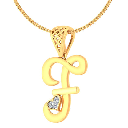 The "F" That Holds Two Hearts | Sparkling Lab Grown Diamond Alphabet Pendant | 9K|14K|18K Gold Personalized Initial Romatic Love Charm
