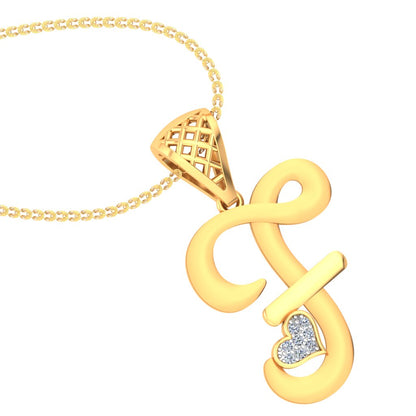 The "F" That Holds Two Hearts | Sparkling Lab Grown Diamond Alphabet Pendant | 9K|14K|18K Gold Personalized Initial Romatic Love Charm