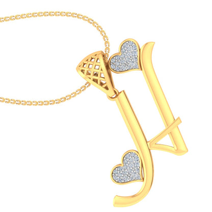 "H" for Heartbreaker or Heart Stealer | Twin Hearts Initial Pendant with Lab Grown Diamonds in 9K/14K/18K Gold | Alphabet Jewellery By Avarta