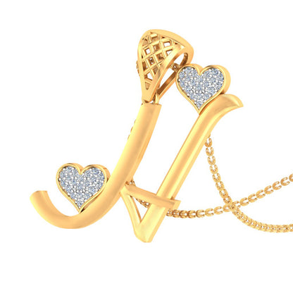 "H" for Heartbreaker or Heart Stealer | Twin Hearts Initial Pendant with Lab Grown Diamonds in 9K/14K/18K Gold | Alphabet Jewellery By Avarta