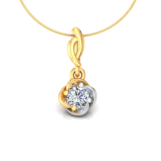 Luxury Two Tone Solitaire Pendant, Brilliant 15 Cents Lab Grown Diamond in 9K/14K/18K Gold | Elegant Faith & Style