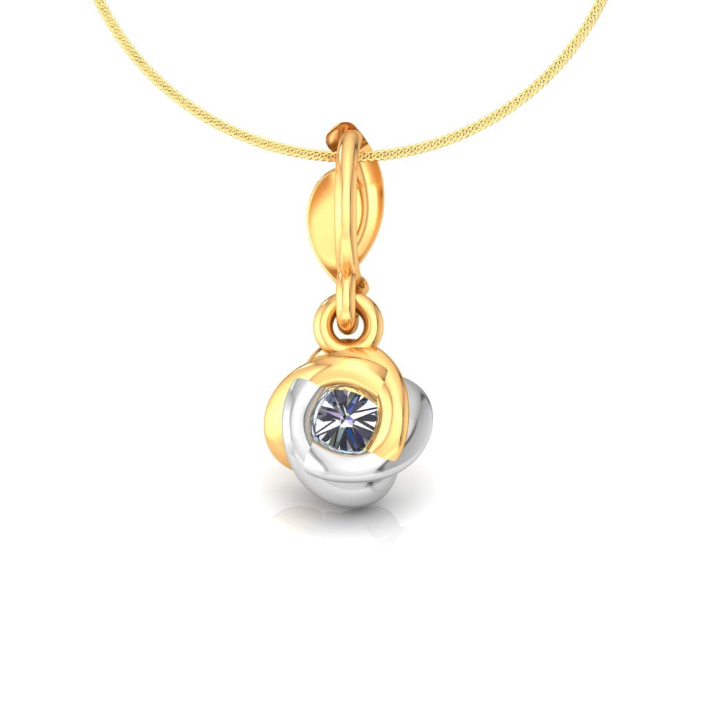 Luxury Two Tone Solitaire Pendant, Brilliant 15 Cents Lab Grown Diamond in 9K/14K/18K Gold | Elegant Faith & Style