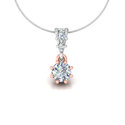 Rose & White Dual Tone Gold Solitaire Pendant, 0.25 Carat Lab Grown Diamond Necklace in 9K/14K/18K Gold | Minimalist Luxury Jewelry