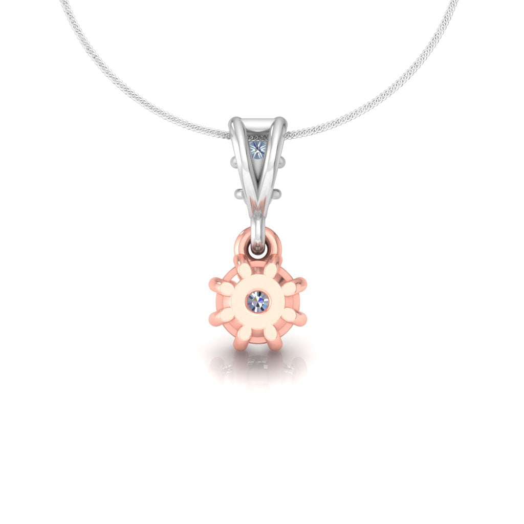 Rose & White Dual Tone Gold Solitaire Pendant, 0.25 Carat Lab Grown Diamond Necklace in 9K/14K/18K Gold | Minimalist Luxury Jewelry