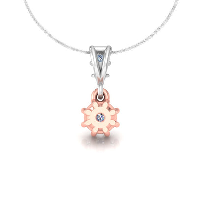 Rose & White Dual Tone Gold Solitaire Pendant, 0.25 Carat Lab Grown Diamond Necklace in 9K/14K/18K Gold | Minimalist Luxury Jewelry