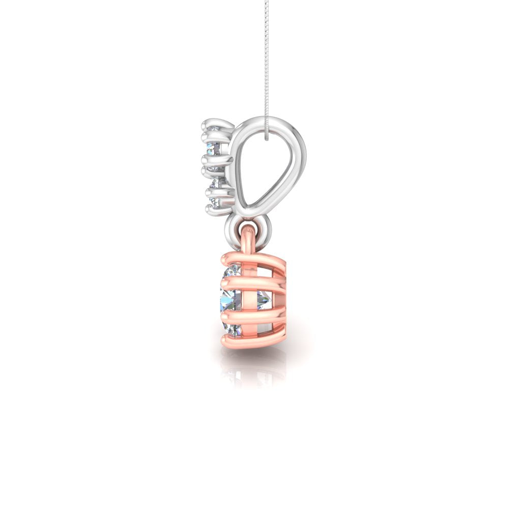 Rose & White Dual Tone Gold Solitaire Pendant, 0.25 Carat Lab Grown Diamond Necklace in 9K/14K/18K Gold | Minimalist Luxury Jewelry