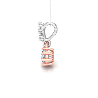 Rose & White Dual Tone Gold Solitaire Pendant, 0.25 Carat Lab Grown Diamond Necklace in 9K/14K/18K Gold | Minimalist Luxury Jewelry