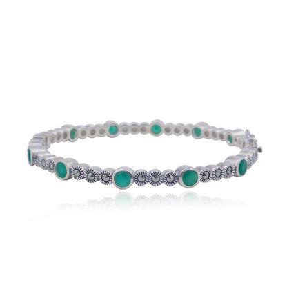 Avarta Sterling Silver Emerald Bangle Pair For Girls &amp; Women Size 2-4 Ani