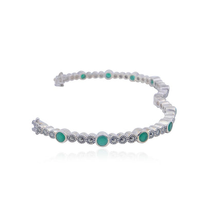 Avarta Sterling Silver Emerald Bangle Pair For Girls &amp; Women Size 2-4 Ani