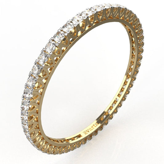 Avarta Jewellery Sterling Silver Line Diamond Bangle With 0.35 Carat Each Diamond &amp; Gold Polish