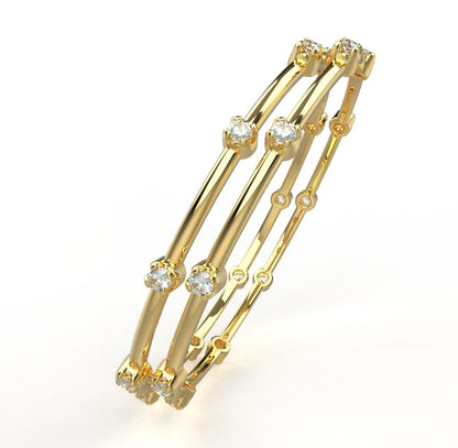 Avarta Jewellery 18k Gold & Certified Diamond Bangle Pair or Kada For Girls & Women
