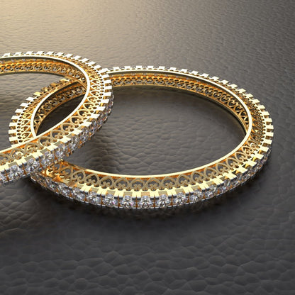 Avarta Jewellery 15 Cents Line Diamond Bangle with Moissanites