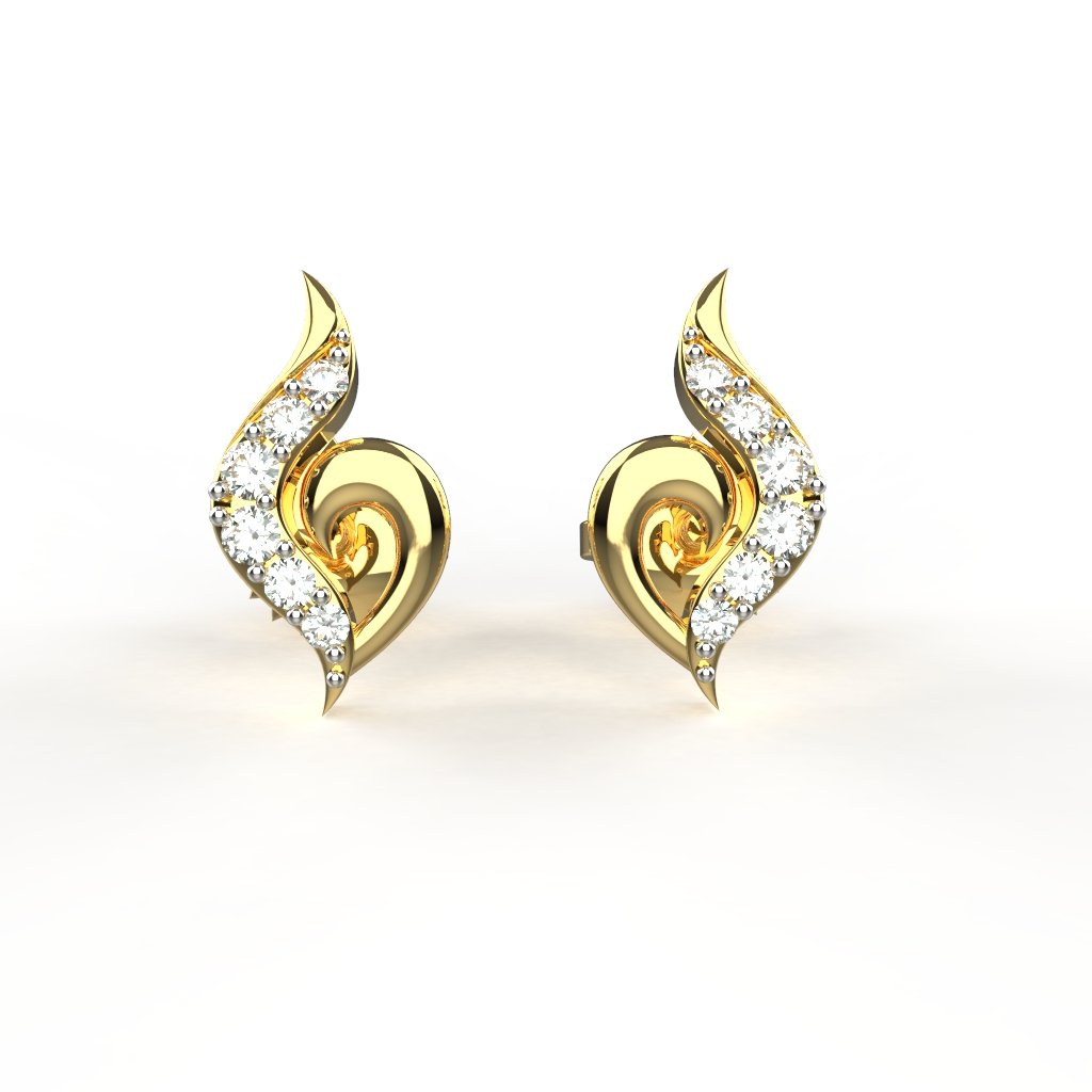Avarta Jewellery 18k Gold &amp; Certified Diamond Studs Earring For Girls &amp; Women