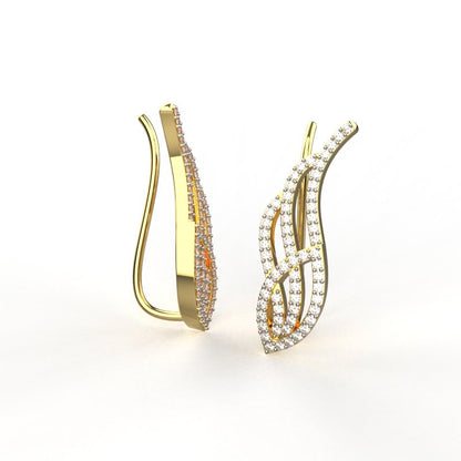 Avarta Jewellery Sterling Silver Diamond Gold Plated Cuff Earrings For Girls &amp; Women