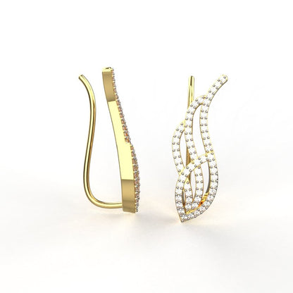 Avarta Jewellery Sterling Silver Diamond Gold Plated Cuff Earrings For Girls &amp; Women