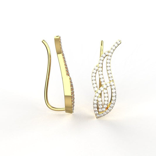 Avarta Jewellery Sterling Silver Diamond Gold Plated Cuff Earrings For Girls &amp; Women
