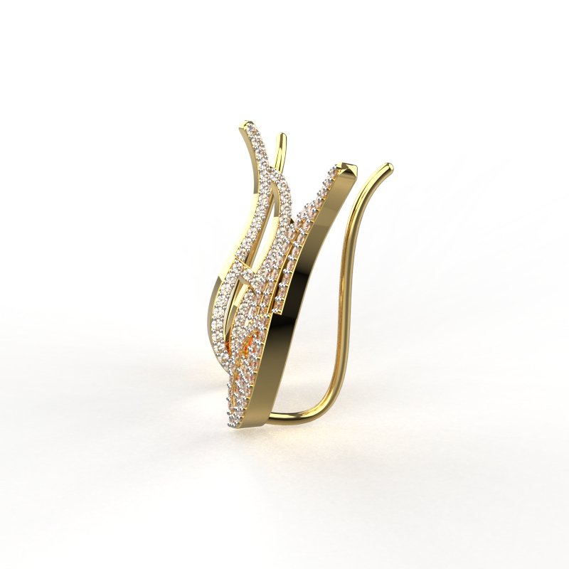 Avarta Jewellery Sterling Silver Diamond Gold Plated Cuff Earrings For Girls &amp; Women