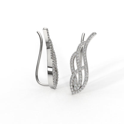 Avarta Jewellery Sterling Silver Diamond Cuff Earrings For Girls And Women