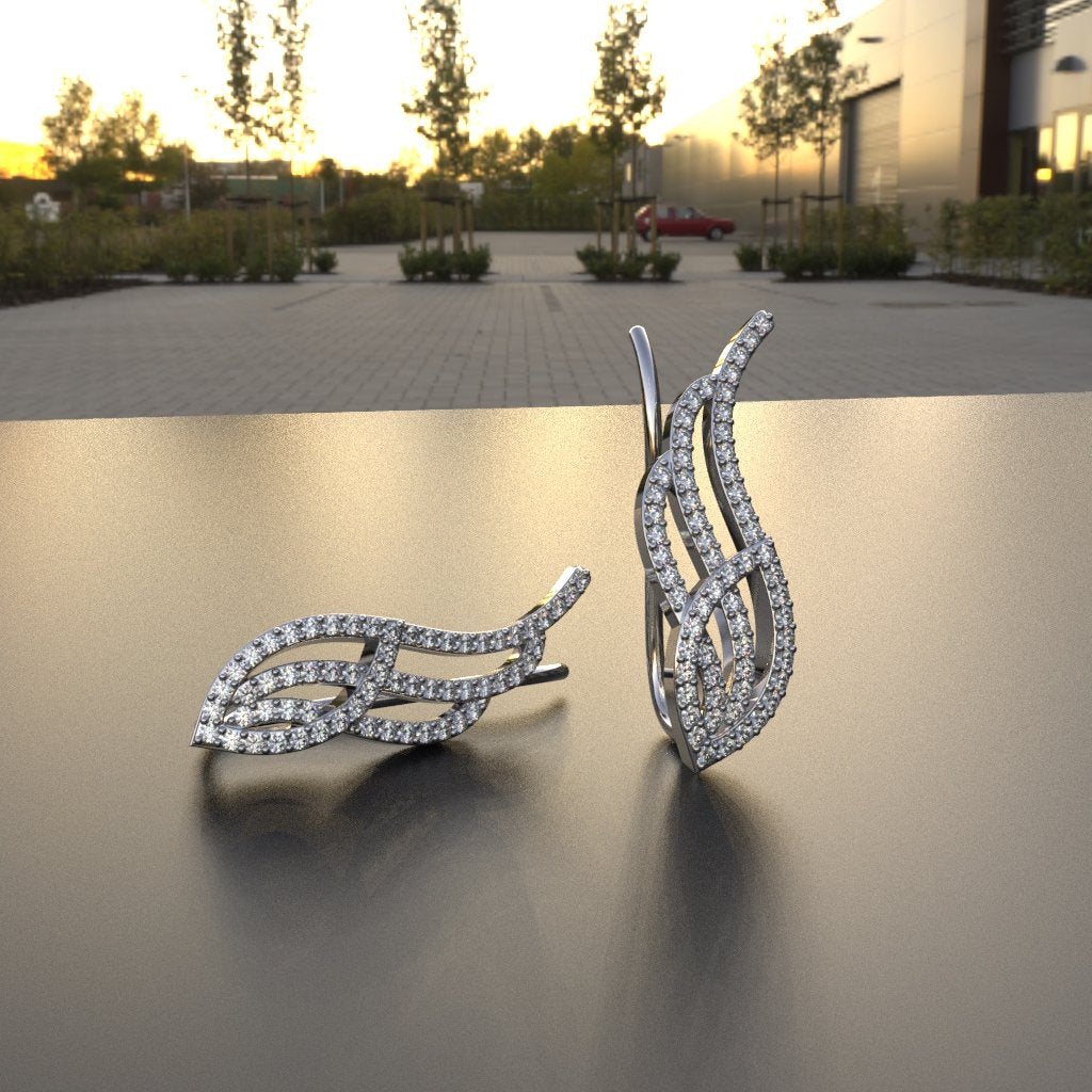 Avarta Jewellery Sterling Silver Diamond Cuff Earrings For Girls And Women
