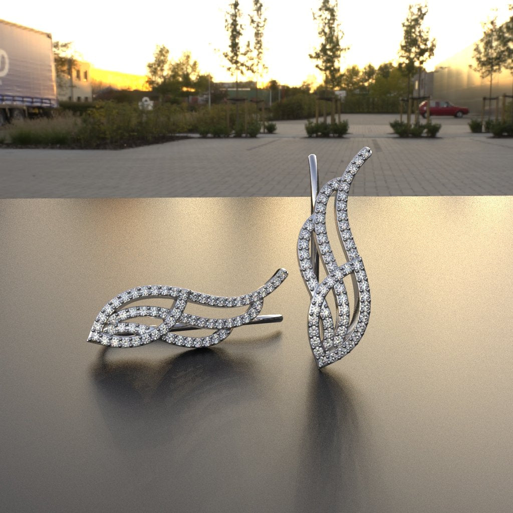 Avarta Jewellery Sterling Silver Diamond Cuff Earrings For Girls And Women