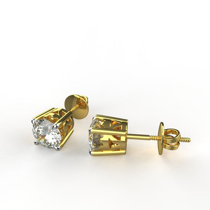 Avarta Jewellery 92.5 Sterling Silver 0.80 Carat Each Solitaire Studs Earrings With Gold Polish For Girls &amp; Women