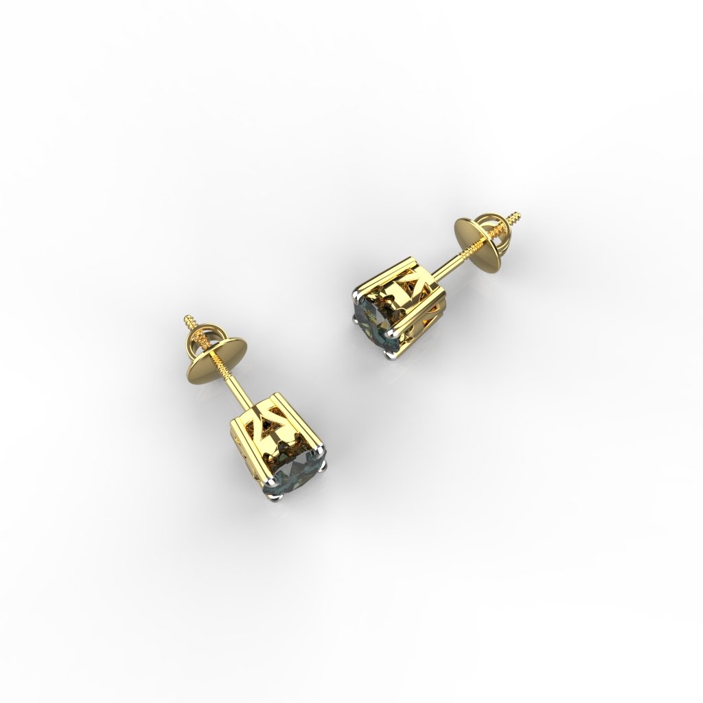 Avarta 90 Cents Each Dark Green Swarovski Solitaire Studs With Gold Plating