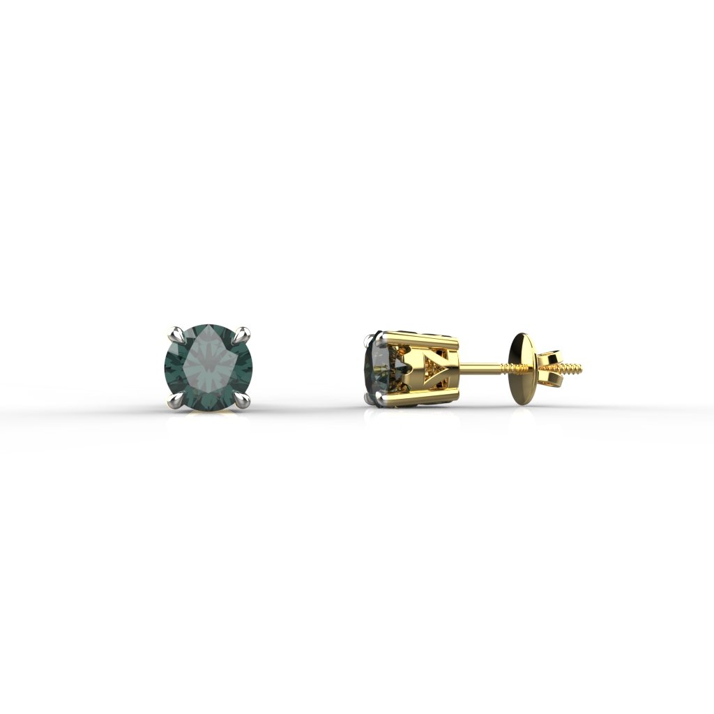 Avarta 90 Cents Each Dark Green Swarovski Solitaire Studs With Gold Plating