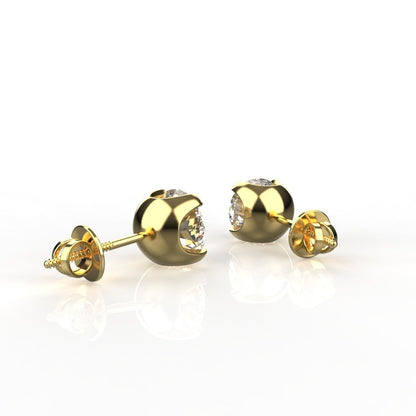 Avarta Jewellery 18K Gold 2 Carat Each Moissanite Solitaire Stud Earrings For Girls and Women