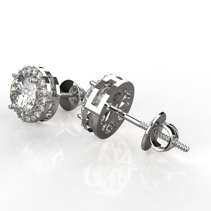 Avarta Sterling Silver 1 Carat Halo Studs Earring For Girls & Women