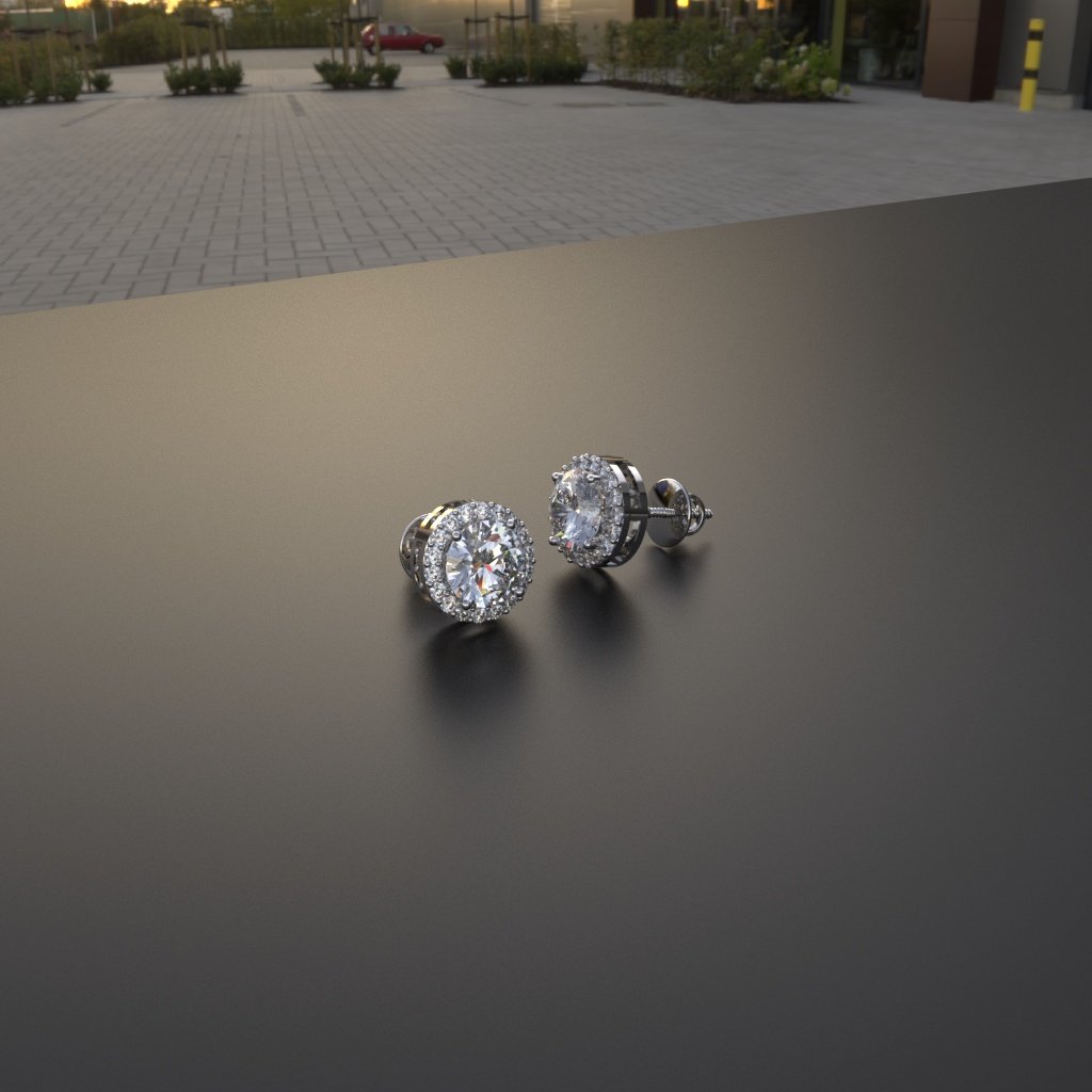 Avarta Sterling Silver 1 Carat Halo Studs Earring For Girls & Women