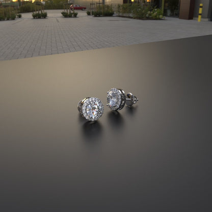 Avarta Sterling Silver 1 Carat Halo Studs Earring For Girls & Women
